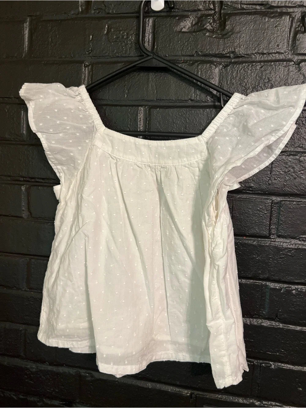 GAP White Swiss Dot Ruffle Sleeve Kids Top